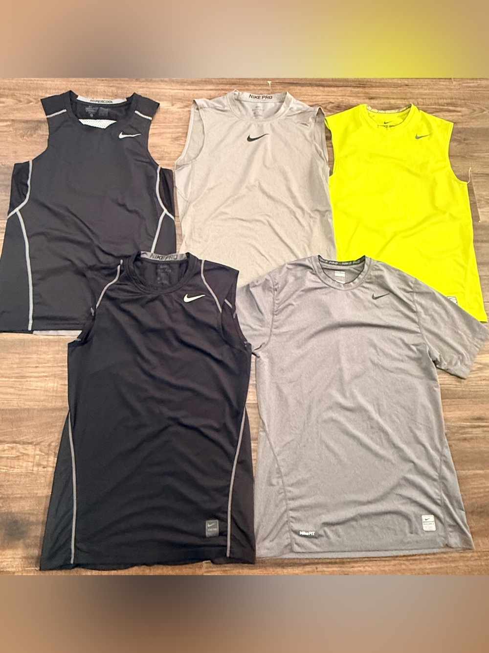 Bundle Nike pro Men’s Tank Tops & Tee- Black, Gray, Neon Yellow